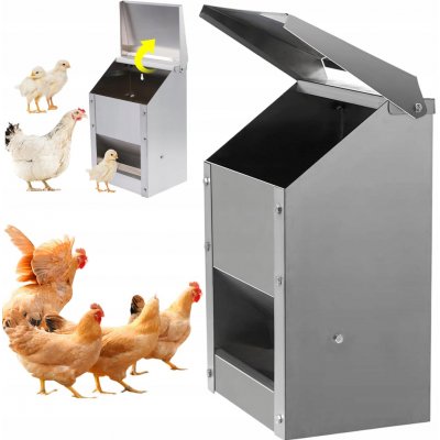 AUTOMATICKÝ KRMÍTEK ZÁSOBNÍK NEREZOVÁ KORYTO 4,5 KG PRO DRŮBEŽ DÁREK – Hledejceny.cz