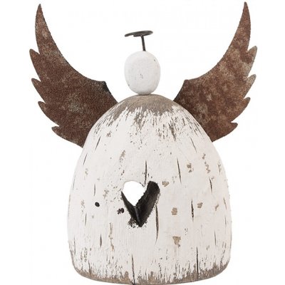 Dekorace dřevěná figurka anděl se srdíčkem Angel Rustic L 19*6*21 cm Clayre & Eef – Hledejceny.cz
