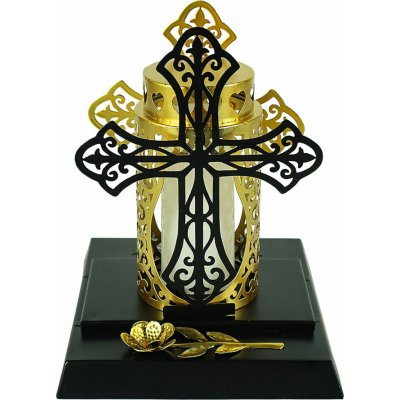 MagicHome Dekorace MagicHome, Kříž se svíčkou, IP44, na hrob, solar, 17x15x19 cm – Hledejceny.cz