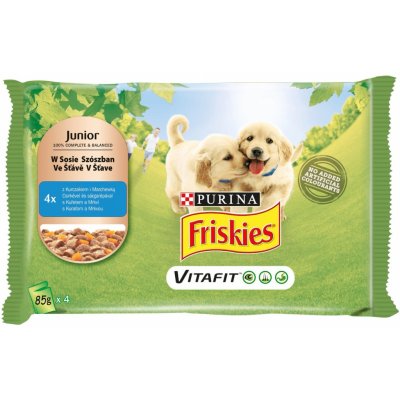 Friskies Junior s kuřetem a mrkví ve šťávě 4 x 85 g – Zbozi.Blesk.cz