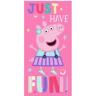 TipTrade Dívčí bavlněná plážová osuška Prasátko Peppa - Just have fun - růžová - - 70 x 140 cm
