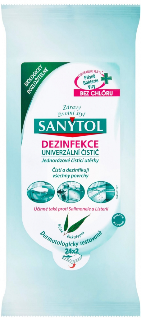 Sanytol jednorázové čistící utěrky eukalyptus 24 ks od 75 Kč - Heureka.cz