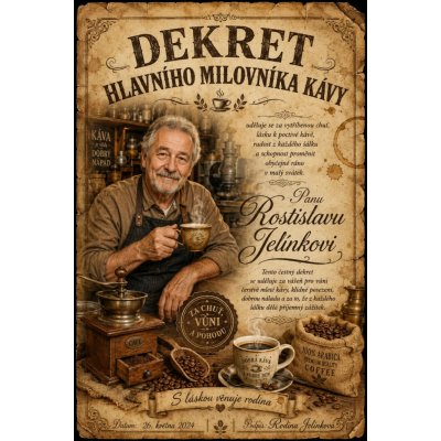 Bezvadary.cz Dekret milovníka kávy s vlastní fotografií A5 21 x 15 cm dc22 – Hledejceny.cz