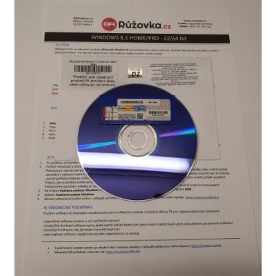 Microsoft Windows 8.1 Home CZ 32bit / 64bit, Software Certifikát pravosti + 32bit DVD CZ 44R-00182