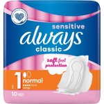 Always Classic Sensitive Normal hygienické vložky s křidélky 10 ks