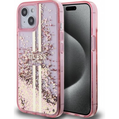 Guess PC/TPU Liquid Glitter Gold Stripe iPhone 15 růžové – Zboží Mobilmania