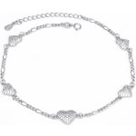 Agato Stříbrný náramek na nohu se třpytivými srdíčky AGN53/27 – Zboží Dáma Agato Stříbrný náramek na nohu se třpytivými srdíčky AGN53/27 – Zboží Dáma
