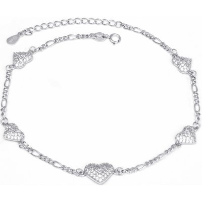 Agato Stříbrný náramek na nohu se třpytivými srdíčky AGN53/27 – Zboží Dáma Agato Stříbrný náramek na nohu se třpytivými srdíčky AGN53/27 – Zboží Dáma