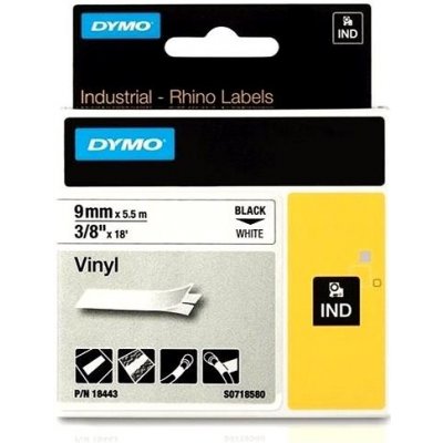 DYMO vinylová páska Rhino D1 9 mm × 5,5 m, černá na bílé – Zbozi.Blesk.cz