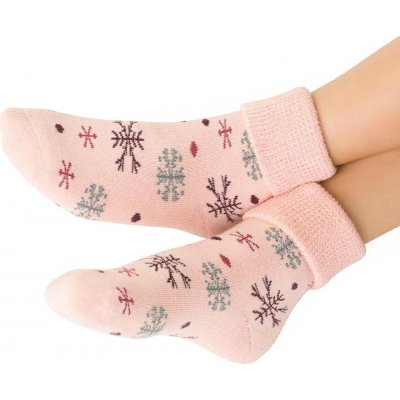 Dětské froté ponožky s vločkou růžová