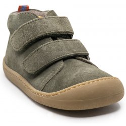 Koel4Kids Barefoot kotníková zateplená obuv plus fleece suede velour olive