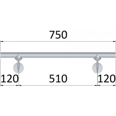 led madlo 750mm /broušená nerez K320 /AISI304 (set: 2ks úchyt, madlo ø 42.4mm s ukončením a hliníkový profil na led pás)