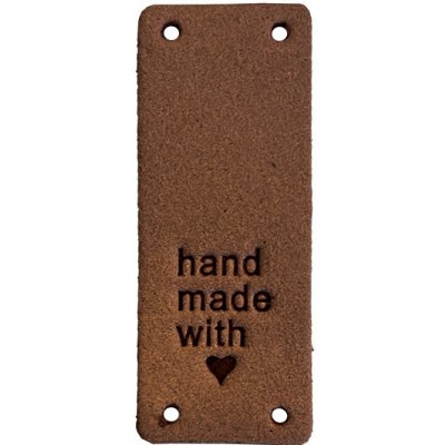 Pro Háčkování Handmade cedulka přes okraj 20x50 mm hnědá koženka – Zboží Mobilmania