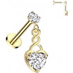 Šperky4U zlacená labreta piercing do brady se srdíčkem LB050-GD – Zboží Dáma