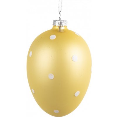 Žluté závěsné skleněné vajíčko s puntíky Egg Dots - Ø 8*12 cm – Hledejceny.cz