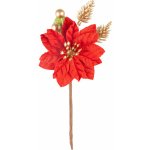 Větvička MagicHome s květem poinsettie, červená, 16 cm – Hledejceny.cz