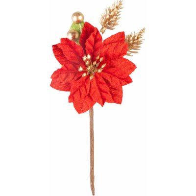 Větvička MagicHome s květem poinsettie, červená, 16 cm – Hledejceny.cz