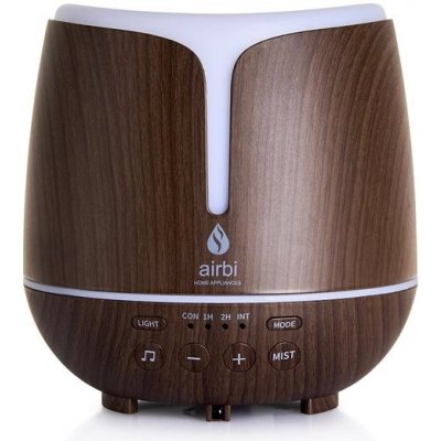 Airbi SONIC Aroma difuzér s bluetooth reproduktorem a osvětlením tmavé dřevo 300 ml