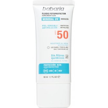 Babaria Sun Face ochranný fluid bez chemických filtrů na obličej SPF50 50 ml