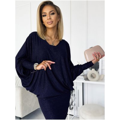 Helena šaty se třpytkami 402-1 tmavě modré – Zboží Mobilmania