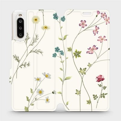 Pouzdro Mobiwear parádní flip Sony Xperia 10 II - MD03S Tenké rostlinky s květy – Zboží Mobilmania