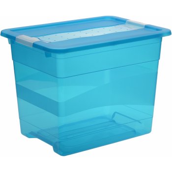 Plastový svět Crystal plastový box s víkem 24 l svěží modrý 39,5 x 29,5 x 30 cm