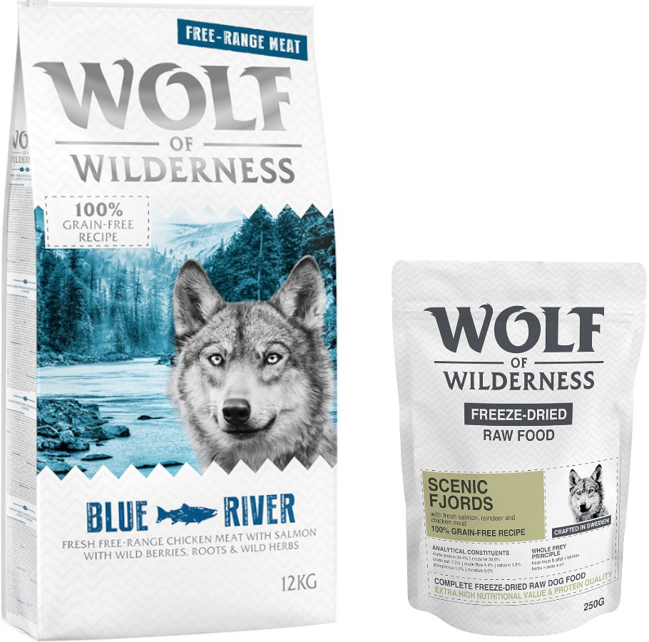 Wolf of Wilderness Adult kuře z volného chovu a losos 12 kg