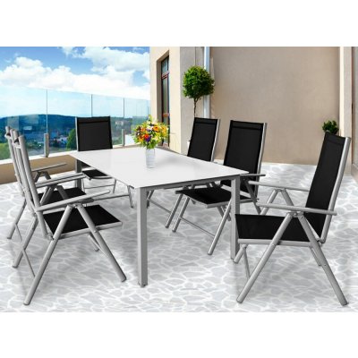 FurniGO Zahradní hlinková sestava Bern 1+6 stříbrná – Hledejceny.cz