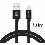 Swissten kabel Textile USB/LIGH 3,0m, černá – Zboží Mobilmania