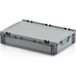 TBA Plastová Euro přepravka 600 x 400 x 120 cmmm s víkem plný úchyt – Zboží Dáma