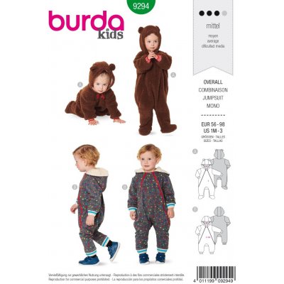 Střih Burda číslo 9294 dětské dupačky, overal – Hledejceny.cz