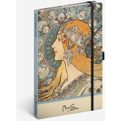 Notes Alfons Mucha Zodiak, tečkovaný 13 × 21 cm – Zboží Živě