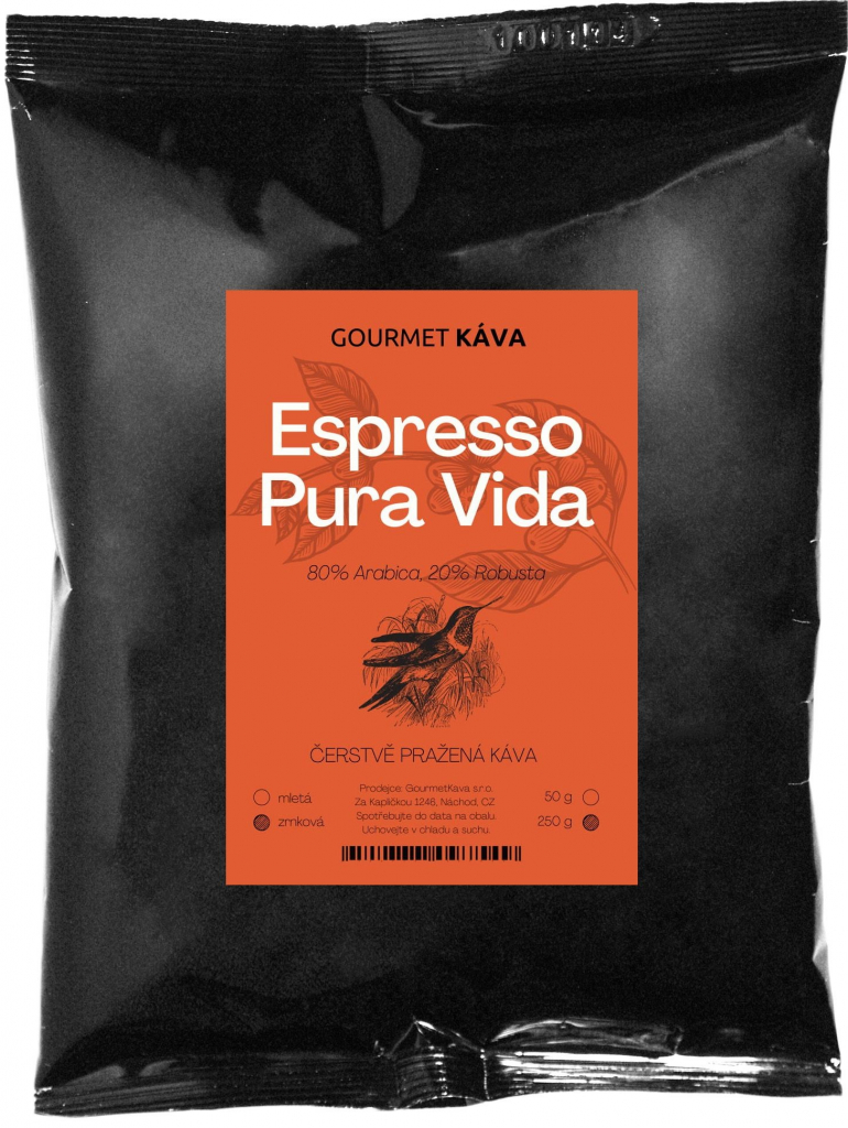 Gourmet Káva Espresso směs Pura Vida 250 g