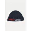 Čepice Tommy Jeans pánská čepice TJM Logo Tape Short Beanie modrá
