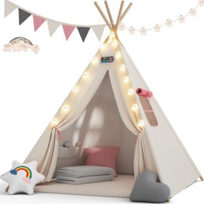 Deuba Dětský stan Teepee 160 x 130 x 130 cm růžový – Zboží Dáma