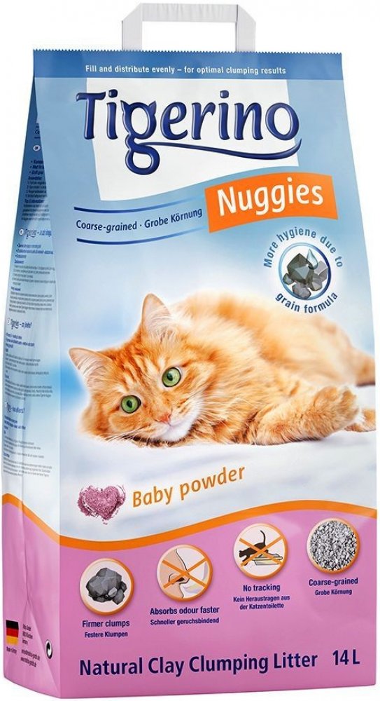 Tigerino Nuggies Baby Powder hrubozrnný Kočkolit 14 l | Srovnanicen.cz