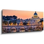 Obraz 1D panorama - 120 x 50 cm - Night view of the Basilica St Peter in Rome, Italy Noční pohled na baziliku sv. Petra v Římě, Itálie – Hledejceny.cz