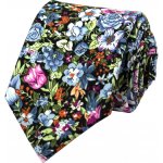 Pánská bavlněná kravata s modro fialovými květy černá – Hledejceny.cz