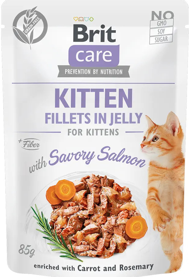 Brit Care Kitten Fillets in Jelly with Savory Salmon 24 x 85 g