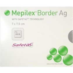 Mepilex Border Ag Krytí Antimikrobiální silikonové 7 x 7,5 cm 5 ks