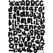 HuráPapír Samolepky A4 abeceda psací písmena černá č.2