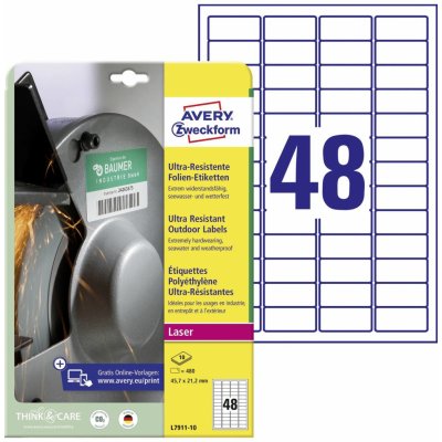 Avery Zweckform etikety A4 odolné ultra 457 x 212 mm 10 archů – Zboží Dáma