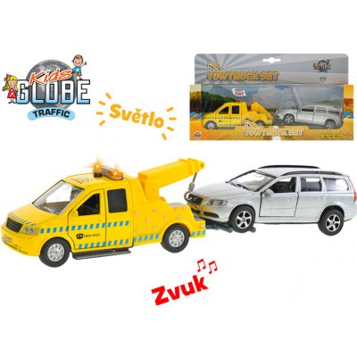 Kids Globe Traffic aut kov 14cm na zpětný chod na baterie světlo a zvuk + Volvo V70 13cm – Zbozi.Blesk.cz