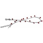 Šperky Nina Stříbrný řetízek na nohu červené kamínky + křížek 313 – Hledejceny.cz