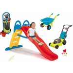 Smoby Set s vodotryskem Funny Double Toboggan 2 m a vozík na tahání s otočnými kolečky – Zboží Mobilmania