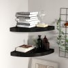 Regál a polička Prolenta 323920 Maison Exclusive Floating Corner Shelves 2 pcs Černá 35x35x3,8 cm MDF