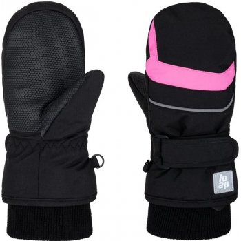Loap Ruti dětské zimní rukavice palčáky černé s růžovou