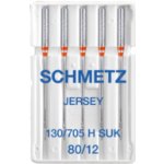130/705 H SUK (NM 80/12) jehly Schmetz JERSEY pro domácí šicí stroje (5 ks/box) – Sleviste.cz
