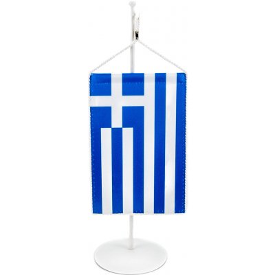 Vlajky Řecká vlajka 11×16 cm na stojánku (zavěšení) - komaxitovaný, bílý – Zbozi.Blesk.cz