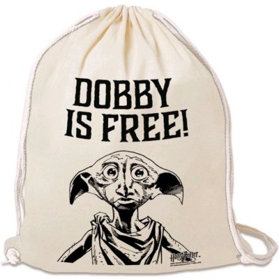 CurePink bavlněnný gym Harry Potter Dobby Is Free černá bavlna – Hledejceny.cz